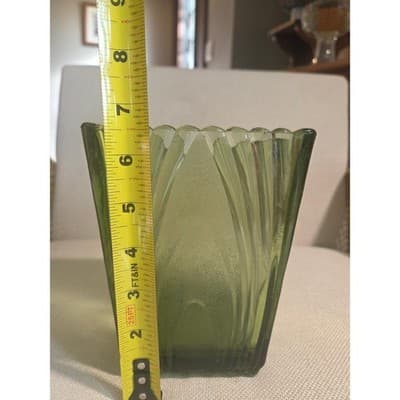 Vintage Helena Tynell Riihimaen Lasi Glass Vase Olive Green Finland MCM 6.5" - Thumbnail 5