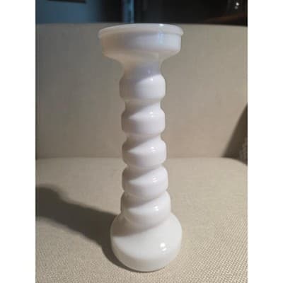 Vintage Anchor Hocking Milk Glass Bud Vase Stars and Bars Pattern 9" White - Thumbnail 4