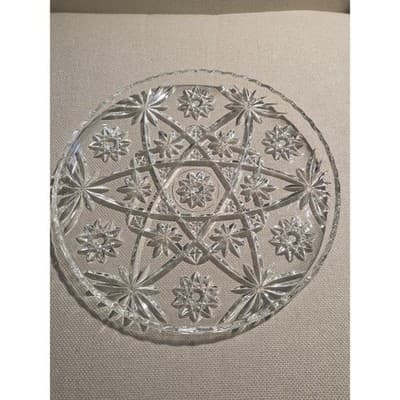 Anchor Hocking Crystal 11 Inch Round Decorative Platter - Star of David Pattern - Thumbnail 2