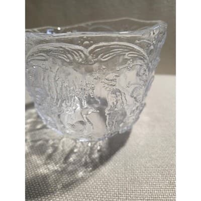 Vintage Kosta Boda Rhapsody Art Glass Bowl Sweden Kjell Engman Folklore Crystal - Thumbnail 4