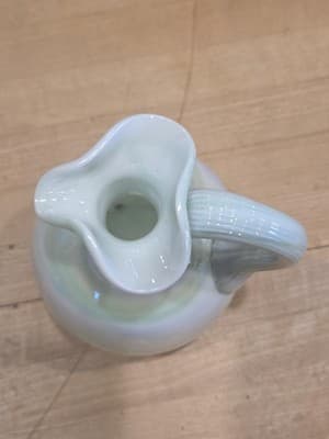 Hand Blown Seafoam Green Swirl Opalescent Cruet Pitcher 7 Inch - Thumbnail 5