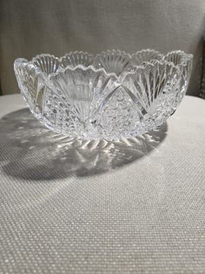 Mikasa Clear Cut Crystal Decorative Bowl with Glossy Finish, Round Shape, Japan - Thumbnail 3