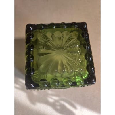Vintage Helena Tynell Riihimaen Lasi Glass Vase Olive Green Finland MCM 6.5" - Thumbnail 3