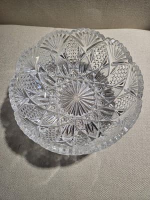 Mikasa Clear Cut Crystal Decorative Bowl with Glossy Finish, Round Shape, Japan - Thumbnail 2