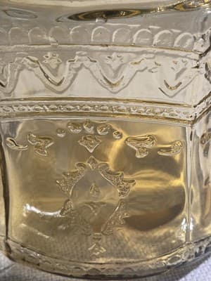 Vintage 1930s Federal Glass Madrid Amber Cookie Jar Base Only Read Description - Thumbnail 6