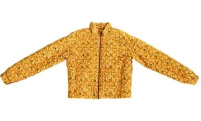 100% Cotton Quilted Women’s Jacket Floral Gold Yellow Spring Summer Cottagecore - Thumbnail 4