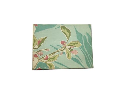 Vintage Jewelry Box Pastel Aqua & Pink Floral Cotton With Velvet Interior Travel - Thumbnail 2