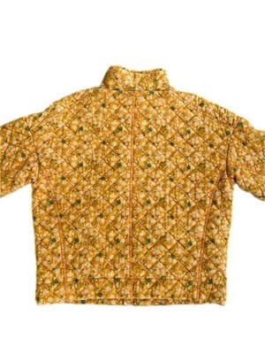 100% Cotton Quilted Women’s Jacket Floral Gold Yellow Spring Summer Cottagecore - Thumbnail 3