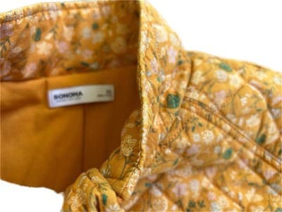 100% Cotton Quilted Women’s Jacket Floral Gold Yellow Spring Summer Cottagecore - Thumbnail 2