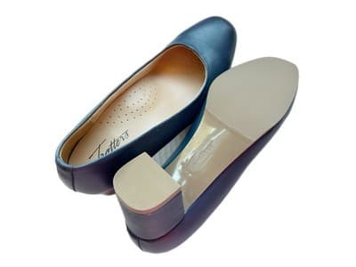 TROTTERS BLUE LEATHER MINIMALIST MARY JANE COQUETTE SHOES KITTEN HEELS 7N NARROW - Thumbnail 5