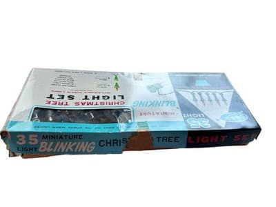 Vintage Christmas Light Set Miniature Blinking Pink Aqua Retro Strand - Thumbnail 6