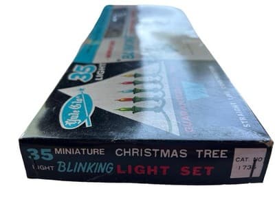 Vintage Christmas Light Set Miniature Blinking Pink Aqua Retro Strand - Thumbnail 8