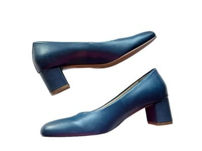 TROTTERS BLUE LEATHER MINIMALIST MARY JANE COQUETTE SHOES KITTEN HEELS 7N NARROW - Thumbnail 2