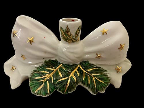 Vintage Holland Mold Christmas Candle Holder Set 2 Holiday Star & Bow Cottage - Thumbnail 6