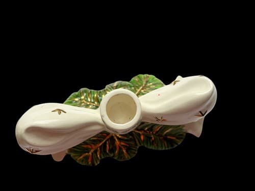 Vintage Holland Mold Christmas Candle Holder Set 2 Holiday Star & Bow Cottage - Thumbnail 4