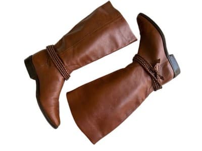 Vintage Brown Leather Equestrian Boots Women’s 8.5 Boho Prairie Slouch Coachella - Thumbnail 4