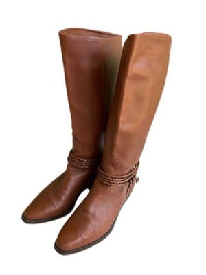 Vintage Brown Leather Equestrian Boots Women’s 8.5 Boho Prairie Slouch Coachella - Thumbnail 5