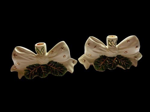 Vintage Holland Mold Christmas Candle Holder Set 2 Holiday Star & Bow Cottage - Thumbnail 7