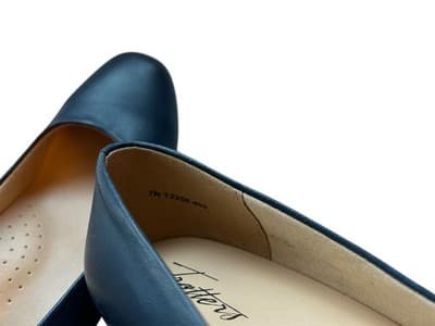 TROTTERS BLUE LEATHER MINIMALIST MARY JANE COQUETTE SHOES KITTEN HEELS 7N NARROW - Thumbnail 9