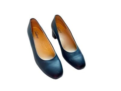 TROTTERS BLUE LEATHER MINIMALIST MARY JANE COQUETTE SHOES KITTEN HEELS 7N NARROW - Thumbnail 8