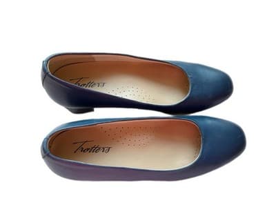 TROTTERS BLUE LEATHER MINIMALIST MARY JANE COQUETTE SHOES KITTEN HEELS 7N NARROW - Thumbnail 6