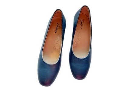 TROTTERS BLUE LEATHER MINIMALIST MARY JANE COQUETTE SHOES KITTEN HEELS 7N NARROW - Thumbnail 4