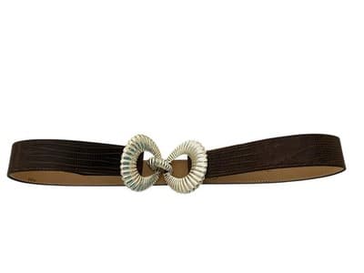 Vintage Dotty Smith GENUINE LIZARD Brown Belt Leather Boho Silver Buckle - Thumbnail 11