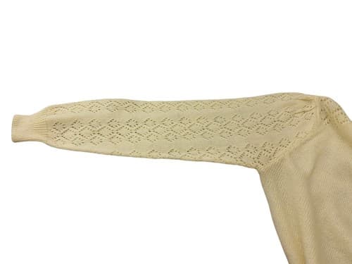 Vintage Cream Pastel Yellow Pearl Puffed Sleeves Sweater Romantic Fall Pullover - Thumbnail 9
