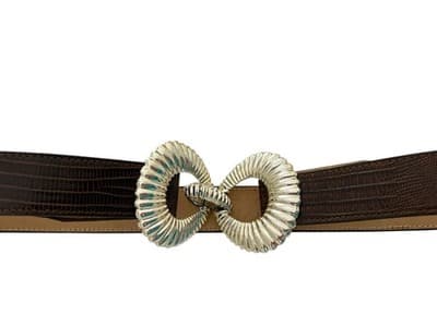 Vintage Dotty Smith GENUINE LIZARD Brown Belt Leather Boho Silver Buckle - Thumbnail 12