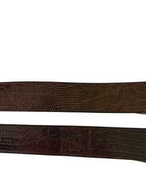 Vintage Dotty Smith GENUINE LIZARD Brown Belt Leather Boho Silver Buckle - Thumbnail 8