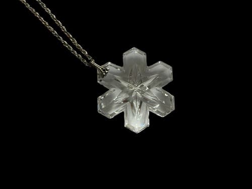 Vintage Clear Huge Large Faceted Glass Snowflake Holiday Christmas Necklace - Thumbnail 5
