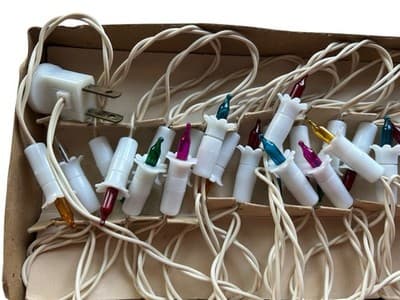Vintage Christmas Light Set Miniature Blinking Pink Aqua Retro Strand - Thumbnail 5