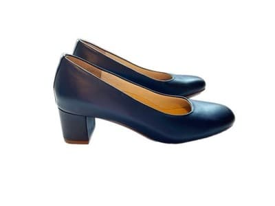 TROTTERS BLUE LEATHER MINIMALIST MARY JANE COQUETTE SHOES KITTEN HEELS 7N NARROW - Thumbnail 3