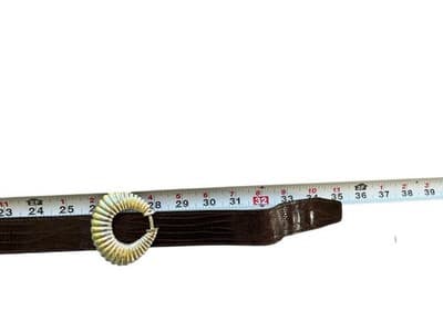 Vintage Dotty Smith GENUINE LIZARD Brown Belt Leather Boho Silver Buckle - Thumbnail 6