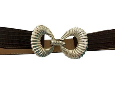 Vintage Dotty Smith GENUINE LIZARD Brown Belt Leather Boho Silver Buckle - Thumbnail 10