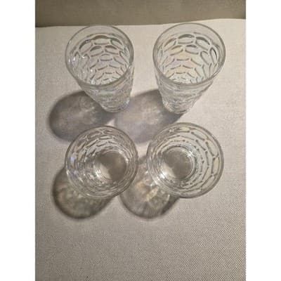 Vintage Federal Glass Colonial Iridescent Highball & Tumbler Set of 4 MCM - Thumbnail 2