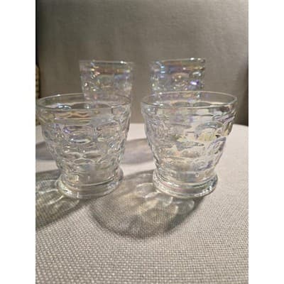 Vintage Federal Glass Colonial Iridescent Highball & Tumbler Set of 4 MCM
