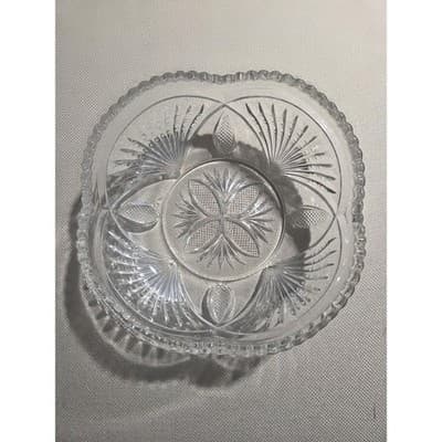 Vintage Heisey Pineapple Fan Oval Glass Bowl UV Glow Manganese 365nm - Thumbnail 3