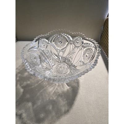 VTG Manganese Clear Glass Bowl Starburst UV Glow 365nm AS-IS Chipped/Read - Thumbnail 3