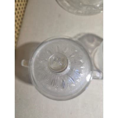 8pc Total Vintage Anchor Hocking Sandwich Clear Glass 3 Bowls Sugar Butter Lids - Thumbnail 3