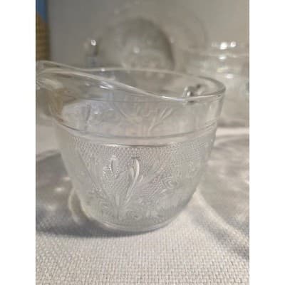 8pc Total Vintage Anchor Hocking Sandwich Clear Glass 3 Bowls Sugar Butter Lids - Thumbnail 4