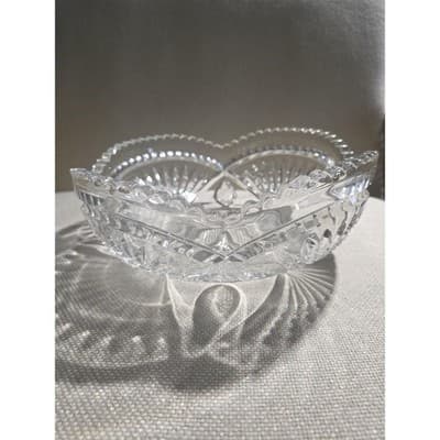 Vintage Heisey Pineapple Fan Oval Glass Bowl UV Glow Manganese 365nm - Thumbnail 4