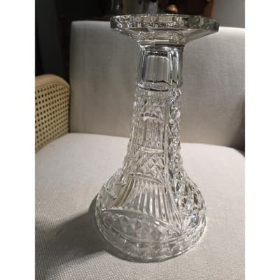 Vintage Sowerby Glass Derby Vase No 2414 Clear UV Manganese Glow Hobstar - Thumbnail 7