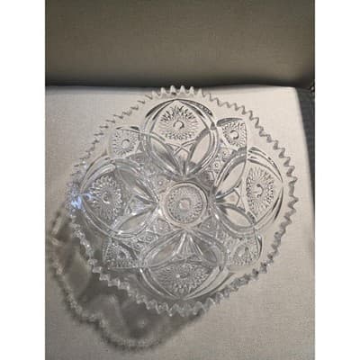VTG Manganese Clear Glass Bowl Starburst UV Glow 365nm AS-IS Chipped/Read - Thumbnail 4