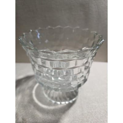 Vintage Fostoria glass Cubist Compote Footed Pedestal Bowl 6" x 5.5"