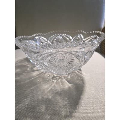 VTG Manganese Clear Glass Bowl Starburst UV Glow 365nm AS-IS Chipped/Read - Thumbnail 5