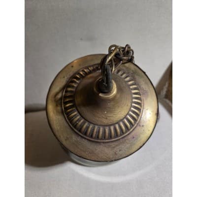 70's Swag Pendant Smoked Glass Bell 7in Brass - Thumbnail 4