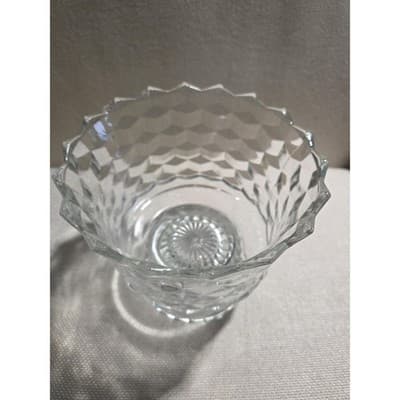 Vintage Fostoria glass Cubist Compote Footed Pedestal Bowl 6" x 5.5" - Thumbnail 3