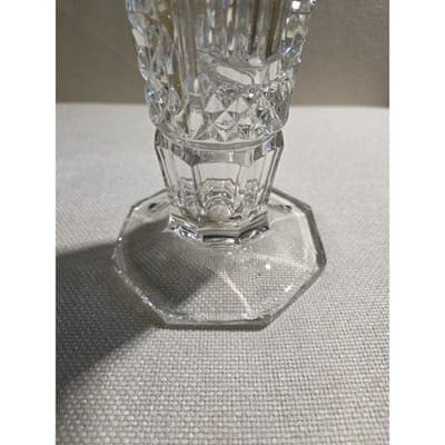 Vintage Sowerby Glass Derby Vase No 2414 Clear UV Manganese Glow Hobstar - Thumbnail 5