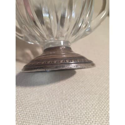 Vintage Saben Glass Creamer & Sugar Bowl Set Weighted Sterling Silver Bases - Thumbnail 4